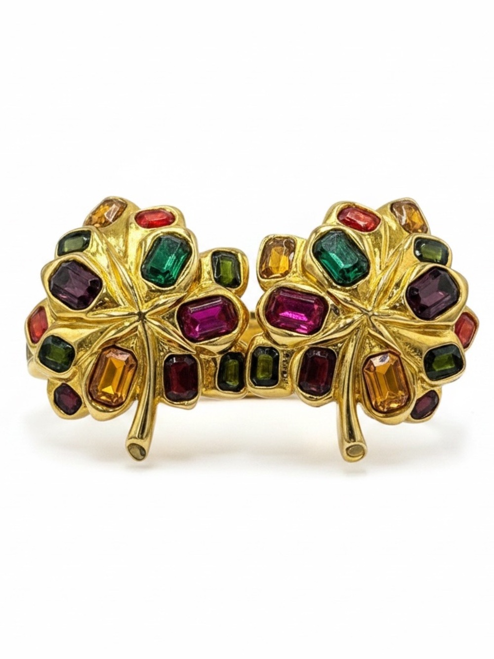 Joan Rivers Gold-Tone Multicolor Gemstone Cluster Earrings